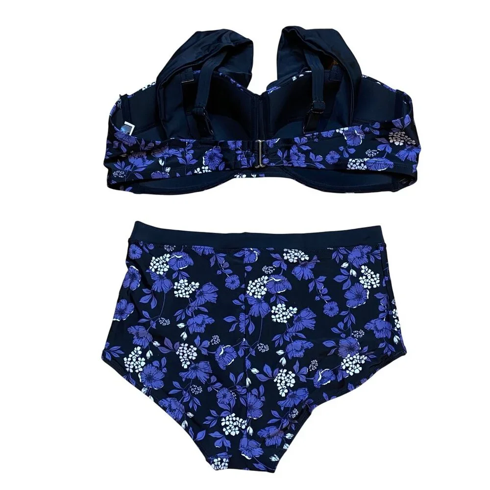 Adore Me Womens 2-Piece High-Waisted Bikini Set 1X‎ Bottom 4X Top NWT